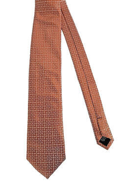 The Tie Bar Men's 100% Silk Tie Peach Floral Geometric Hand Made Stain Resistant